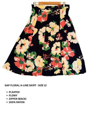 Gap Floral Pleated Circle Skirt | Size 12